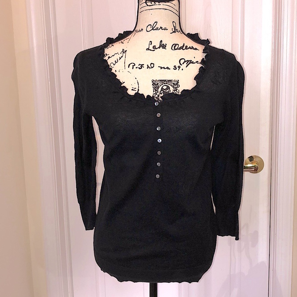 GAP 3/4 Sleeve Ruffled neck Cotton Shirt EUC